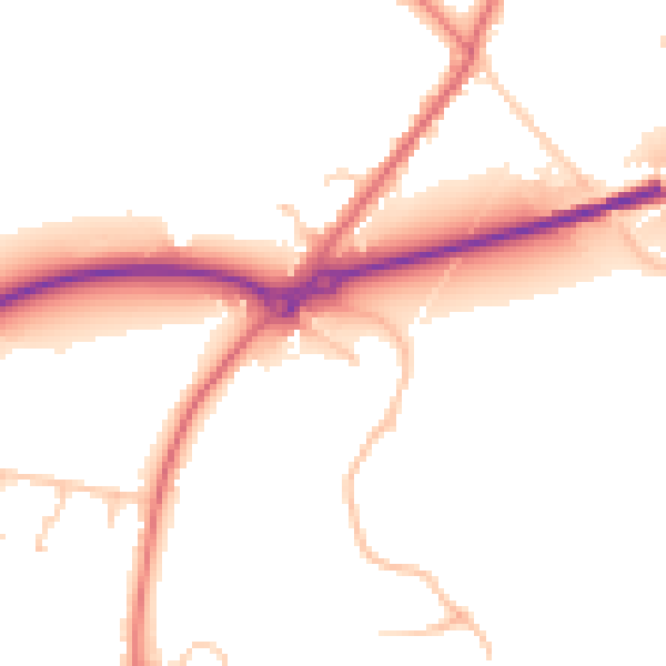 Daytime road noise heatmap for PR26 6RB