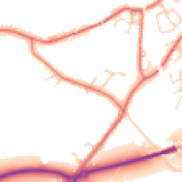 Daytime road noise heatmap for PR26 6RD