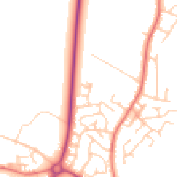 Daytime road noise heatmap for PR26 6RJ