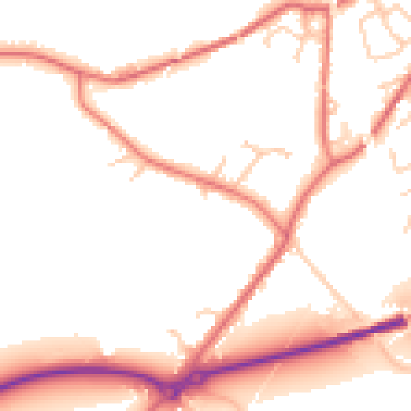 Daytime road noise heatmap for PR26 6SA