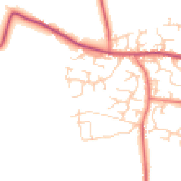 Daytime road noise heatmap for PR26 7AA