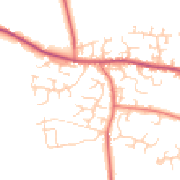 Daytime road noise heatmap for PR26 7AJ