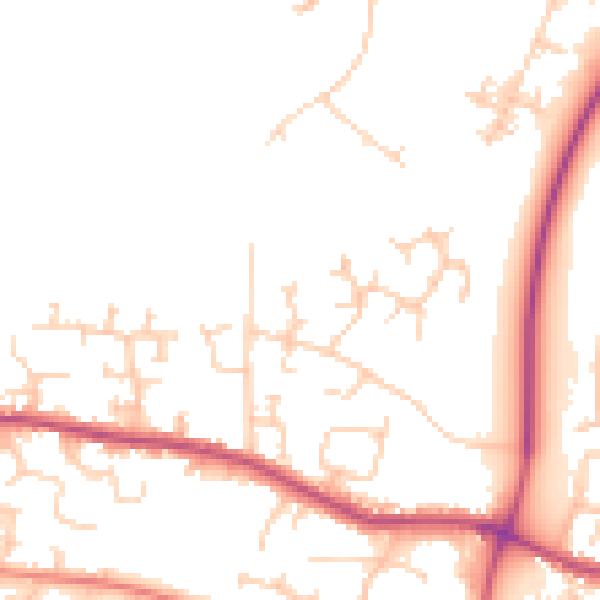 Daytime road noise heatmap for PR26 7AR