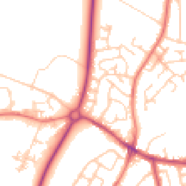 Daytime road noise heatmap for PR26 7QF