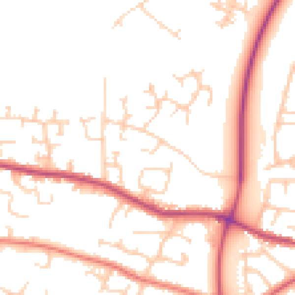 Daytime road noise heatmap for PR26 7QJ
