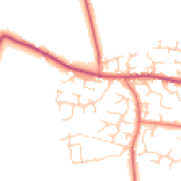 Daytime road noise heatmap for PR26 7RW