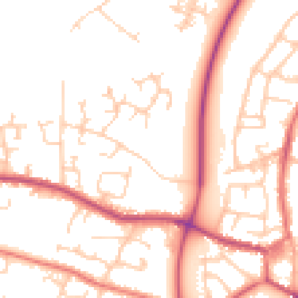 Daytime road noise heatmap for PR26 7RZ