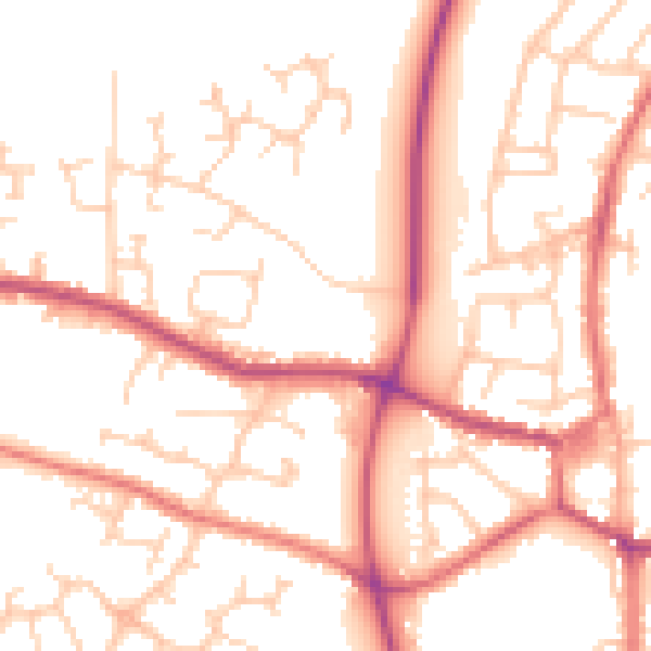 Daytime road noise heatmap for PR26 7SD