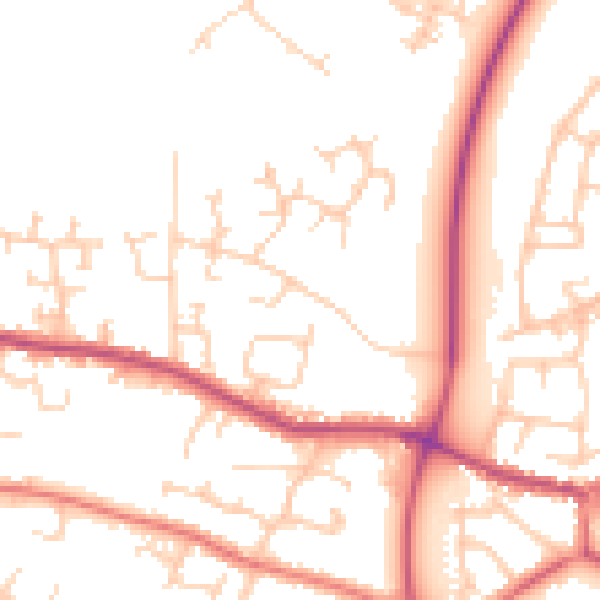 Daytime road noise heatmap for PR26 7SU