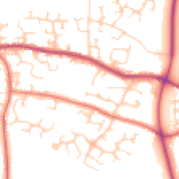 Daytime road noise heatmap for PR26 7TR