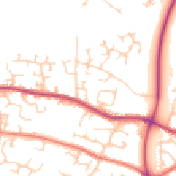 Daytime road noise heatmap for PR26 7UE