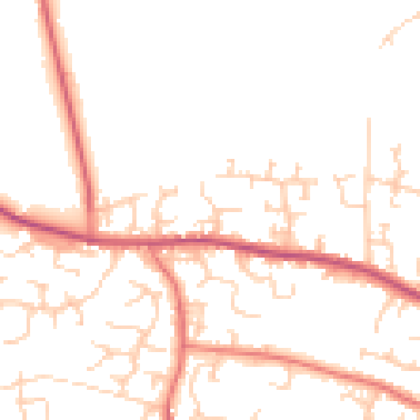 Daytime road noise heatmap for PR26 7UW