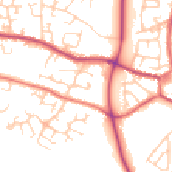 Daytime road noise heatmap for PR26 7XD