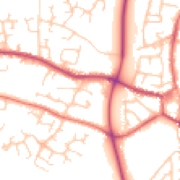Daytime road noise heatmap for PR26 7XH