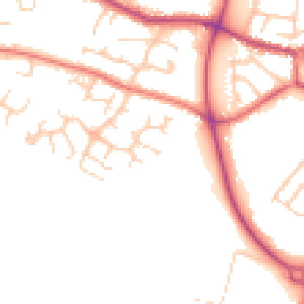 Daytime road noise heatmap for PR26 7XS