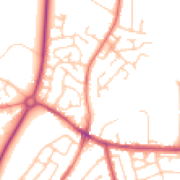 Daytime road noise heatmap for PR26 8PH