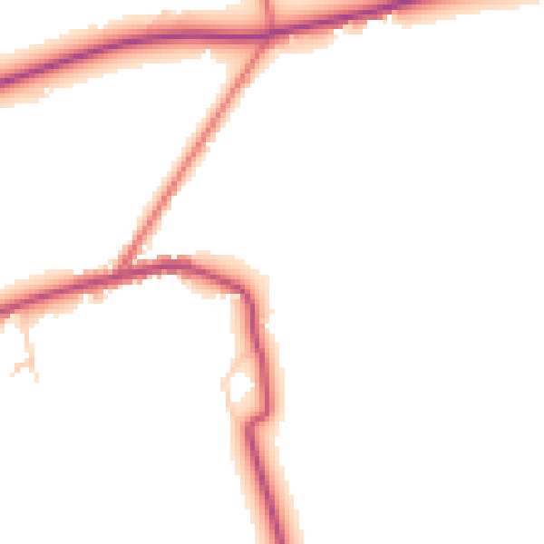 Daytime road noise heatmap for PR26 9AE