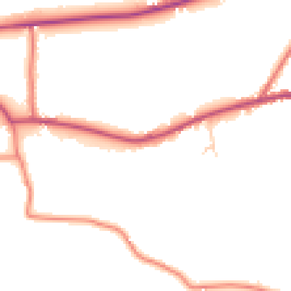 Daytime road noise heatmap for PR26 9AJ