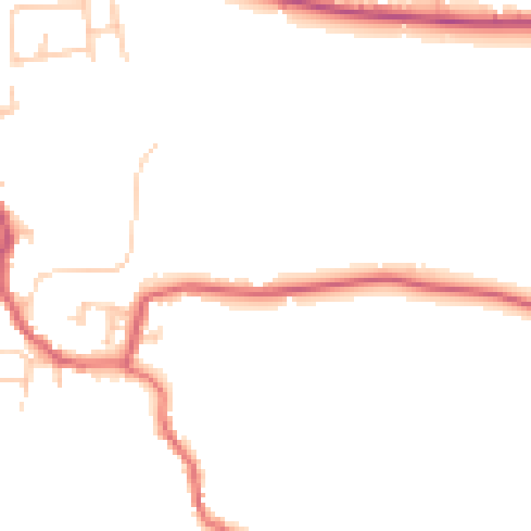 Daytime road noise heatmap for PR26 9HG