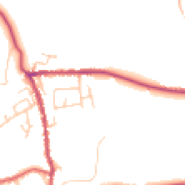 Daytime road noise heatmap for PR26 9HT