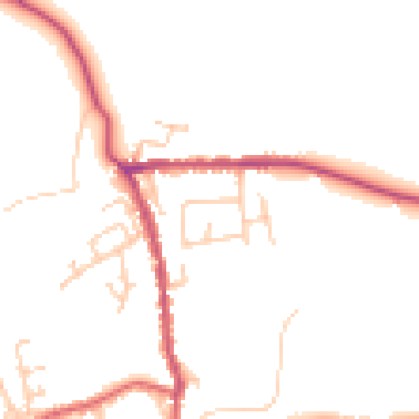 Daytime road noise heatmap for PR26 9HU