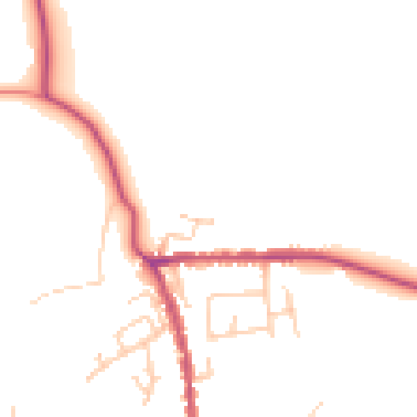Daytime road noise heatmap for PR26 9HW