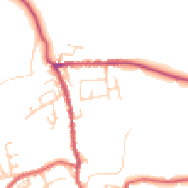 Daytime road noise heatmap for PR26 9HY