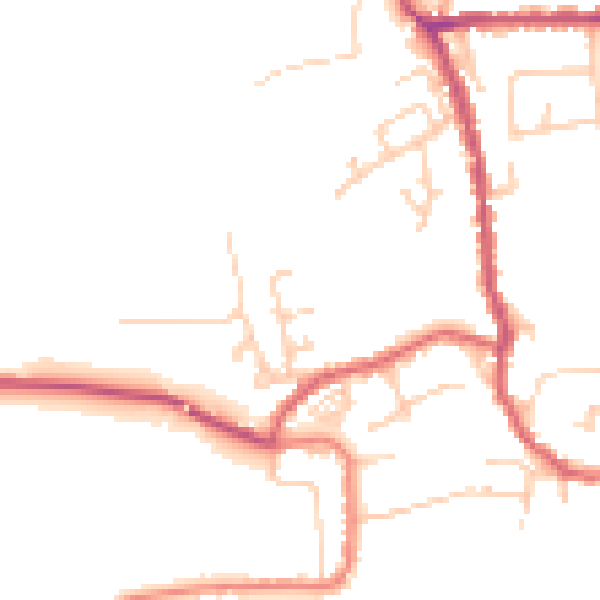 Daytime road noise heatmap for PR26 9QY