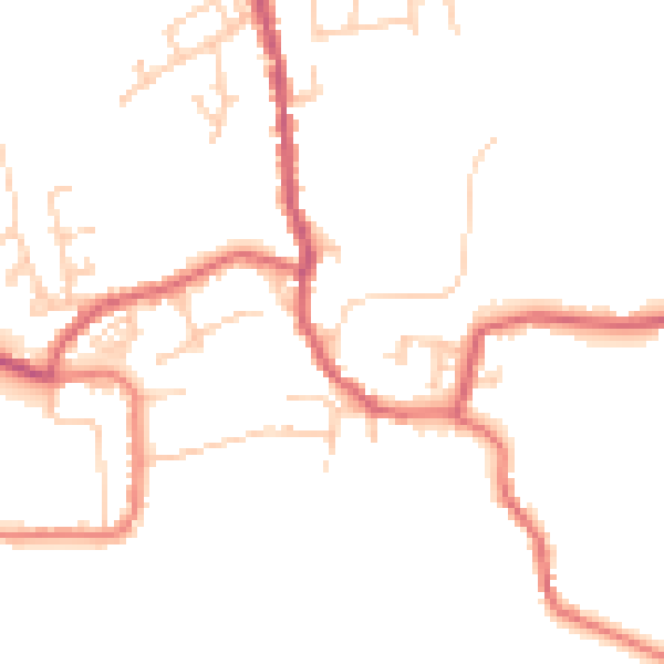 Daytime road noise heatmap for PR26 9RA
