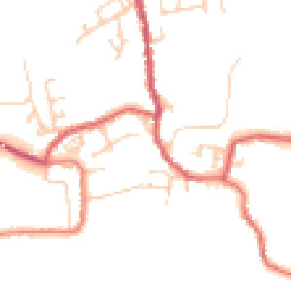 Daytime road noise heatmap for PR26 9RH