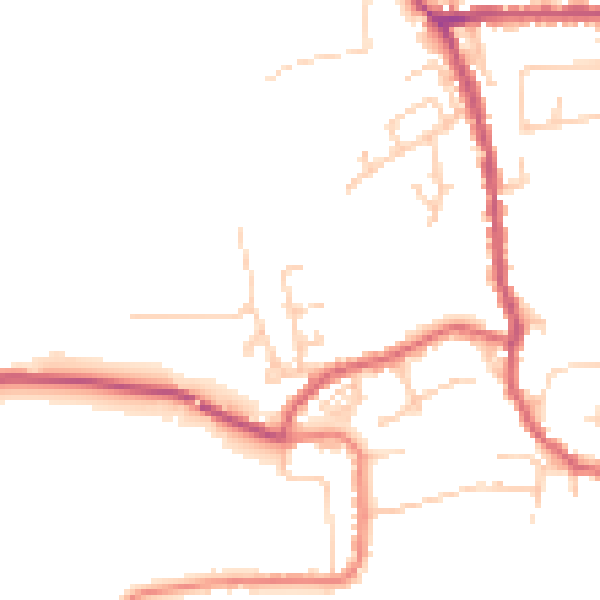 Daytime road noise heatmap for PR26 9RT