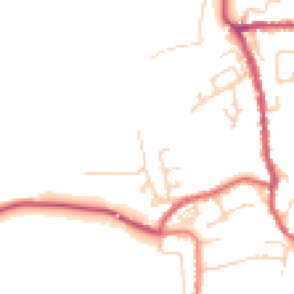Daytime road noise heatmap for PR26 9RY