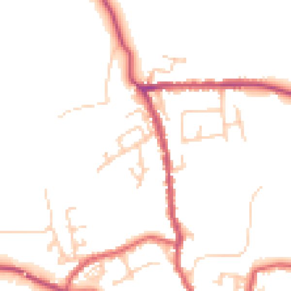 Daytime road noise heatmap for PR26 9SA