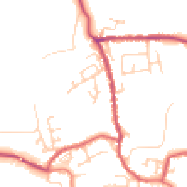 Daytime road noise heatmap for PR26 9SD