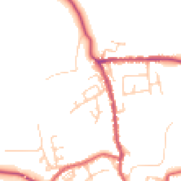 Daytime road noise heatmap for PR26 9SE