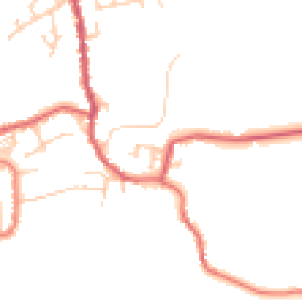 Daytime road noise heatmap for PR26 9SH