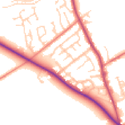 Daytime road noise heatmap for PR3 0DX