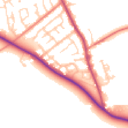 Daytime road noise heatmap for PR3 0EB