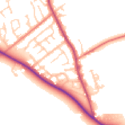 Daytime road noise heatmap for PR3 0QU
