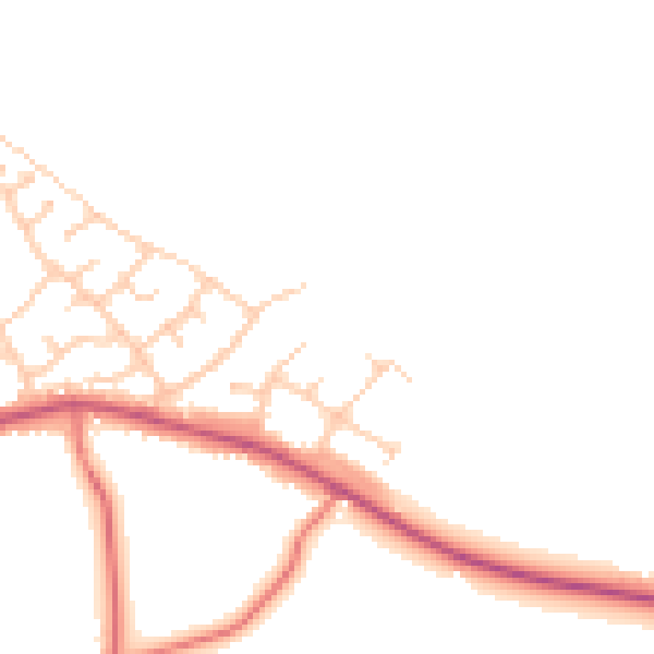 Daytime road noise heatmap for PR5 0AJ