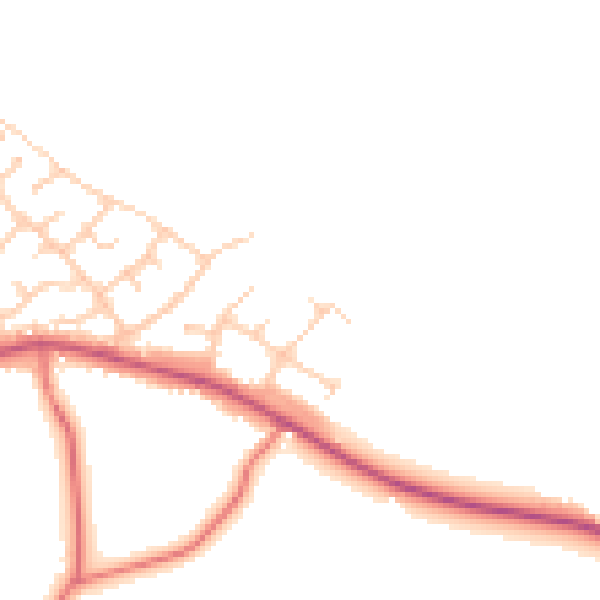 Daytime road noise heatmap for PR5 0AL