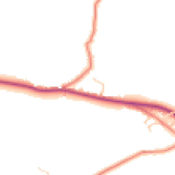 Daytime road noise heatmap for PR5 0AW