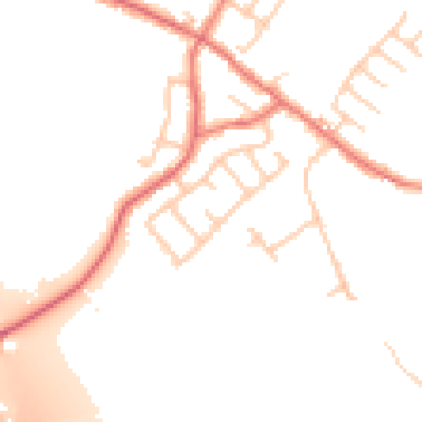Daytime road noise heatmap for PR5 0BE