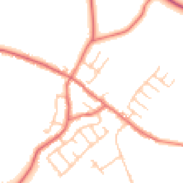 Daytime road noise heatmap for PR5 0DP