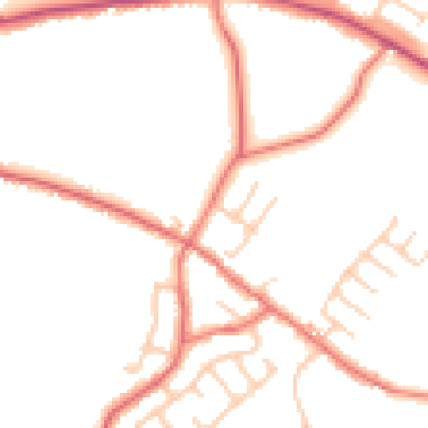 Daytime road noise heatmap for PR5 0JT