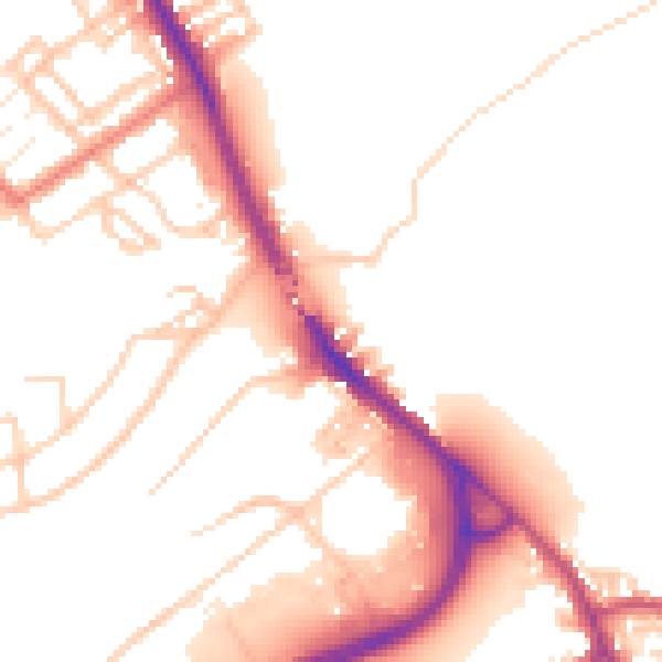 Daytime road noise heatmap for PR5 4AD
