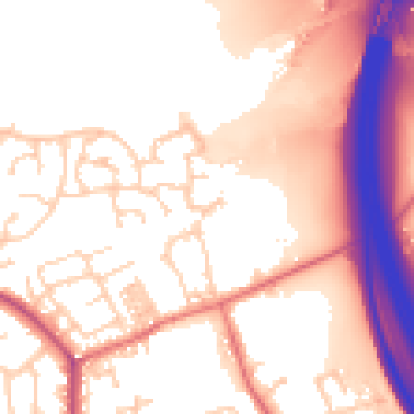 Daytime road noise heatmap for PR5 4NU