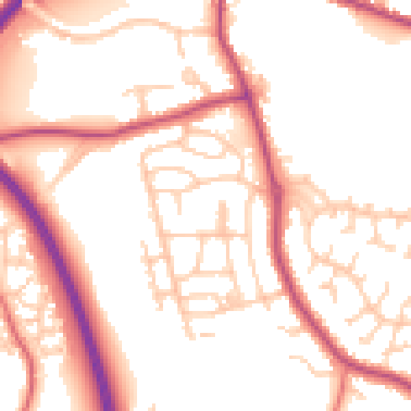Daytime road noise heatmap for PR5 4QW