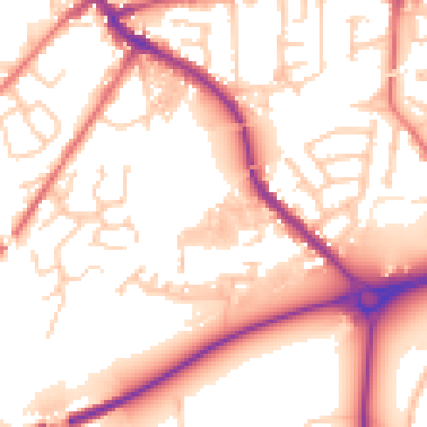 Daytime road noise heatmap for PR5 5HU