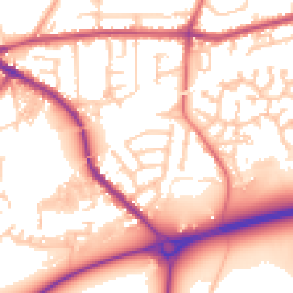 Daytime road noise heatmap for PR5 5LF